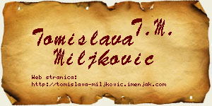 Tomislava Miljković vizit kartica